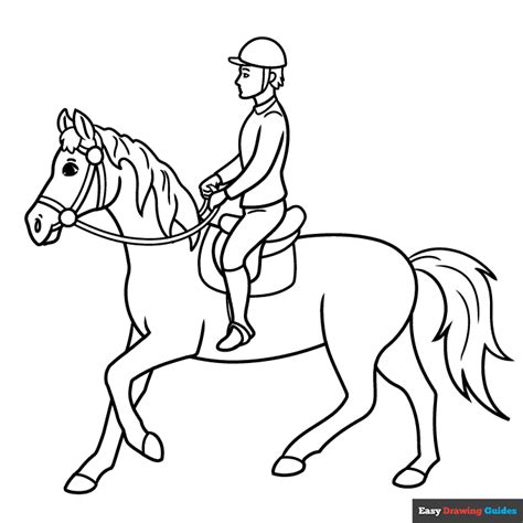 horse rider coloring page easy drawing guides