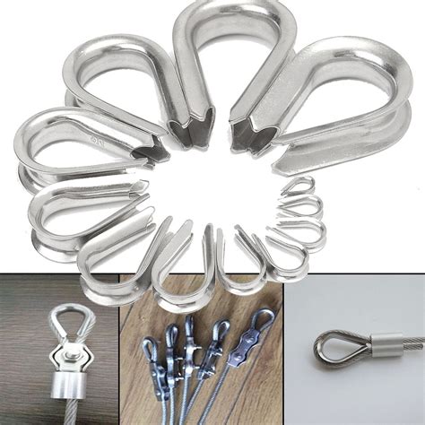 pcs  stainless steel    silver cable wire rope thimbles rigging hardware  sizes