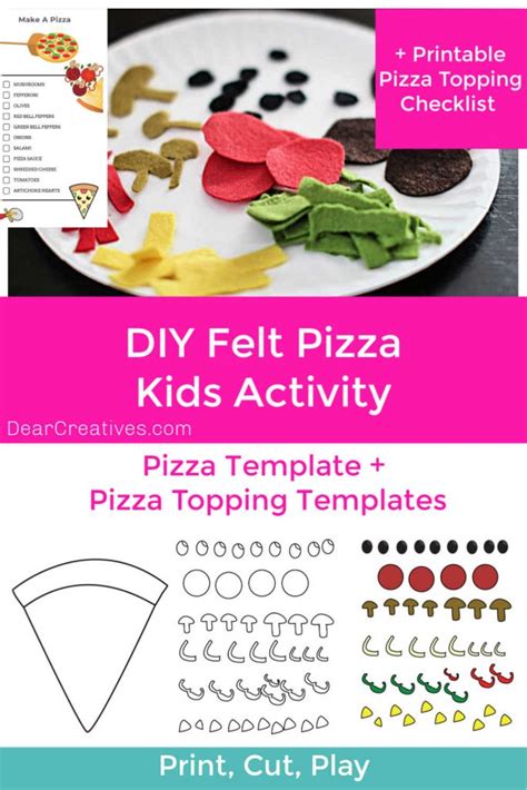 felt pizza kids activity  printable pizza templates dear creatives