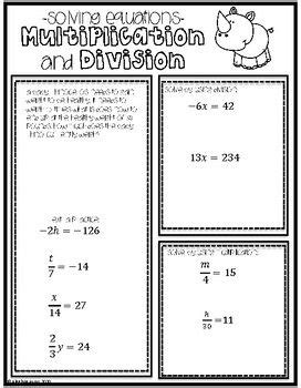 step equations multiplication  division worksheet  brian