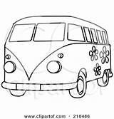 Hippie Van Outline Coloring Bus Floral Clipart Illustration Piter Rosie Royalty Rf Printable Sheets Pages Clip Poster Posters Orange Designs sketch template