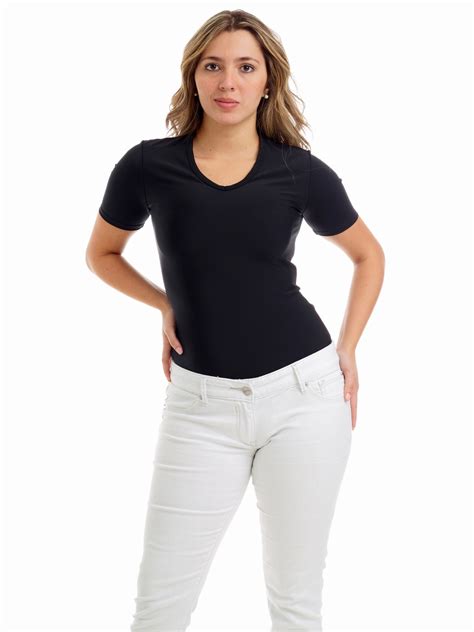 Womens Microfiber V Neck T Shirt Men Compression Shirts Girdles