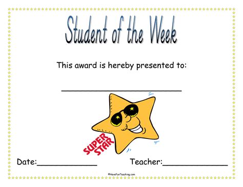 student   week award certificate  fun teaching