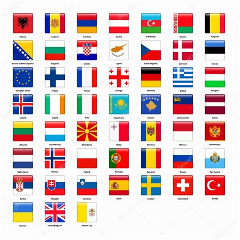 conjunto de bandeiras de todos os paises da europa vetor de stock