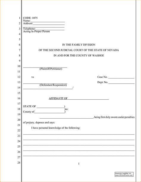 printable affidavit form
