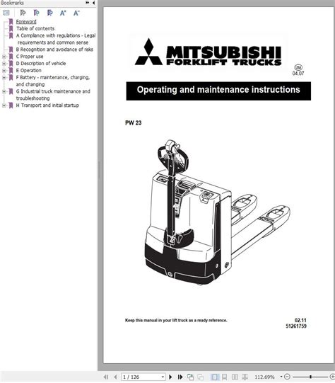 mitsubishi pw operation maintenance manual service manual