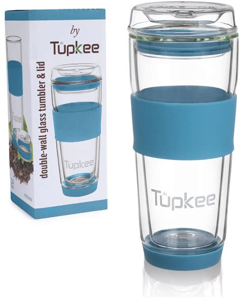 Tupkee Double Wall Glass Tumbler All Glass Reusable Insulated Tea