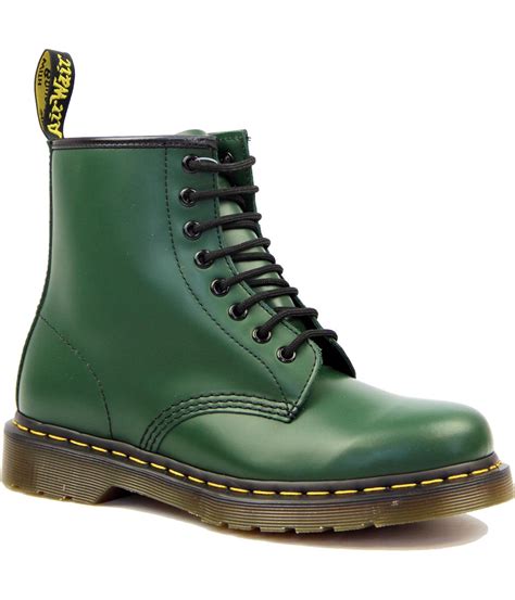 dr martens  retro  classic smooth green leather boots