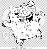 Jumping Outlined Pig Ugly Coloring Clipart Vector Cartoon Cory Thoman sketch template