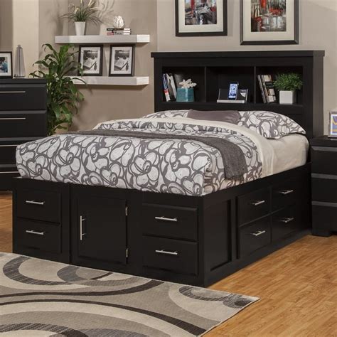 sandberg furniture serenity black queen captain bed with storage at