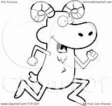 Ram Running Cartoon Happy Clipart Outlined Coloring Vector Cory Thoman Royalty sketch template