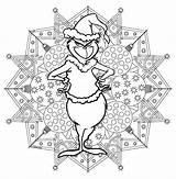 Grinch Coloring Pages Mandala Printable Christmas Color Book Print Choose Board sketch template