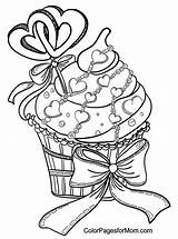 Coloring Pages Cute Cupcakes Simply Hearts Adult sketch template