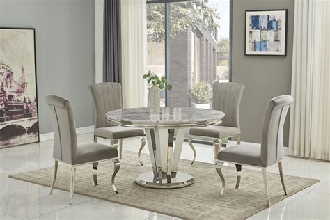cm grey  marble dining table   chairs homegenies