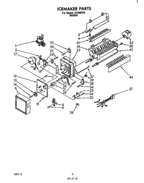 icemaker assembly diagram parts list  model eckmf whirlpool parts ice maker parts