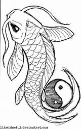 Koi Fish Tattoo Outline Drawing Designs Drawings Simple Stencil Tattoos Yin Yang Cool Sketches Japanese Outlines Easy Drawn Coy Draw sketch template