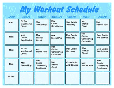 printable workout calendar activity shelter