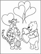 Pooh Coloring Pages Winnie Valentine Valentines Printable Disney Kids Bear Color Adult Picnic Sheets Colouring Print Heffalump Birthday Happy Friends sketch template