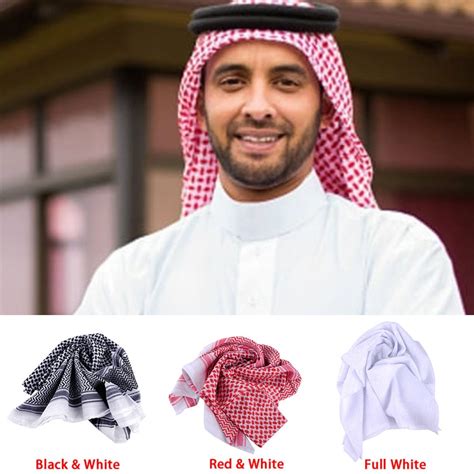 138 138cm Men Muslim Headwear Plaid Polyester Head Cover Scarf Saudi