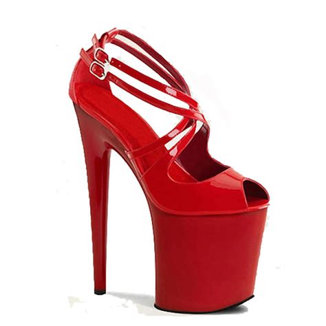 customize extreme high heel sandal 20cm heel with platform patent