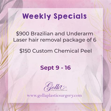 weekly specials  golla center chemical peel microdermabrasion