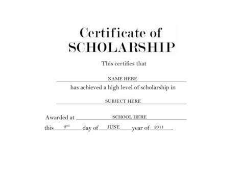 scholarship award certificate templates template guru