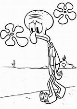 Coloring Sad Squidward Pages Tentacles Spongebob Face Cartoon Print Printable Clipart Easy Drawing Characters Color Kids Colouring Handsome Sandy Fastseoguru sketch template
