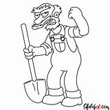Simpsons Groundskeeper Willie Sketchok Step Shovel Draw sketch template