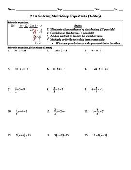 multi step equations worksheet infinite algebra  math solver algebra