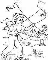 Flying Kites Coloring Children Drawing Kids Print Pages Childre Colouring Getdrawings sketch template
