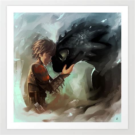 Hiccup And Toothless Art Print By Akimao Society6