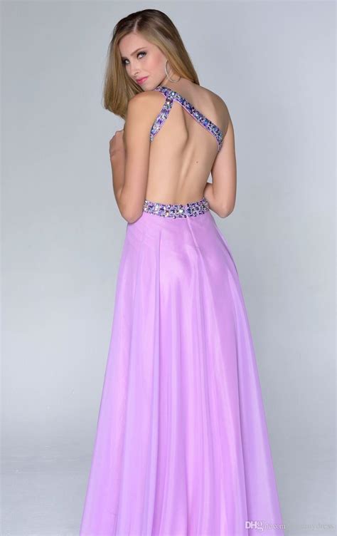 Prom Dresses Long High Low Chiffon Light Purple Dress One Shoulder Neck