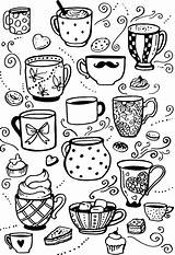 Colouring Cups Mugs Socks Warm sketch template