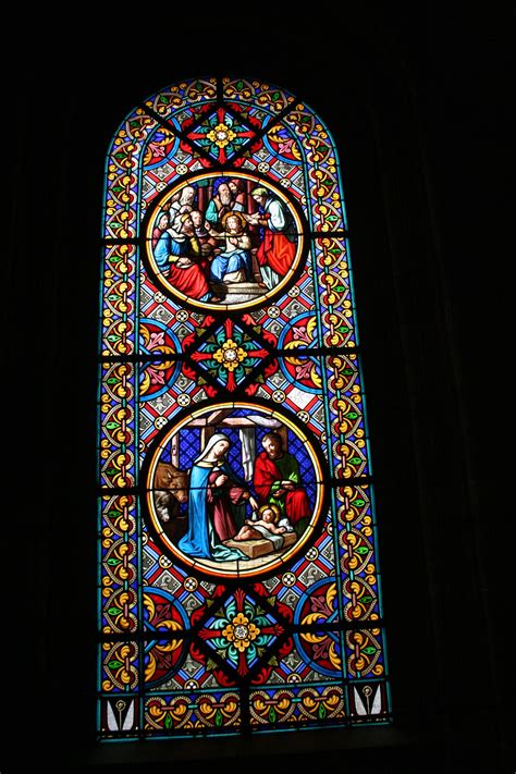 stained glass window of munster cathedral basel switzerland stained