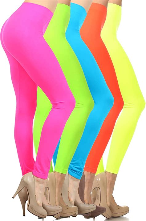 5 pack neon fluorescent bright colorful seamless leggings