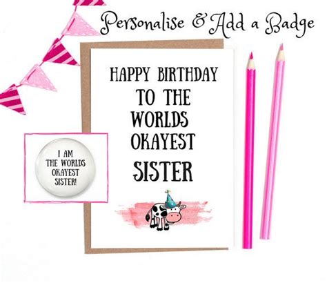 funny birthday card sister birthday card funny sister etsy birthday