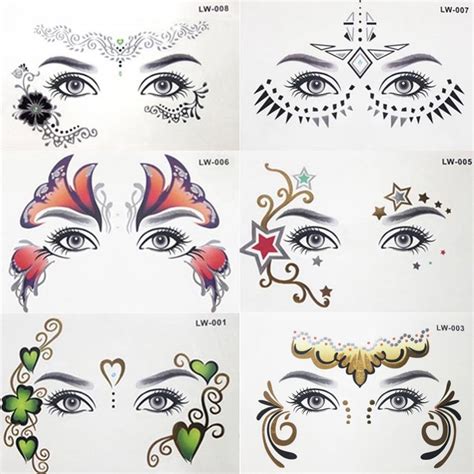 women girl face adhesive flash tattoo stickers water transfer temporary