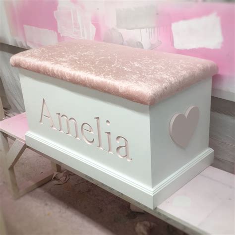 stunning   combination engraved box  baby pink crushed velvet cushion top