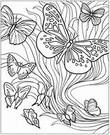 Volwassenen Vlinders Bloemen sketch template