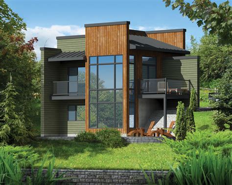 modern getaway   front sloping lot pm architectural designs house plans