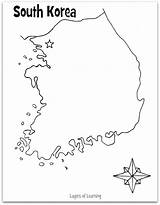 Korea South Map Korean Coloring Blank Country Kids Pages Olympics Winter Learning Printable Olympic Paper Color Several Good Fans Crafts sketch template