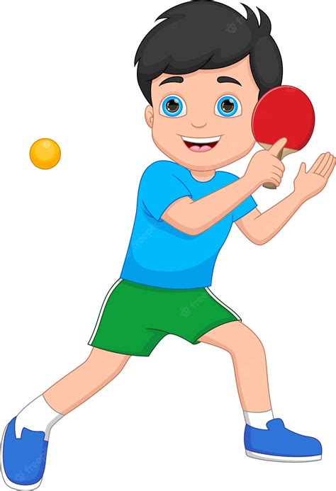 premium vector boy playing ping pong cartoon