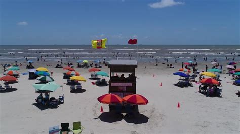 surfs  skydrone captures red flags  galveston beach abc houston