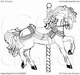Carousel Horse Clipart Pole Illustration Facing Spiral Right Charley Franzwa sketch template