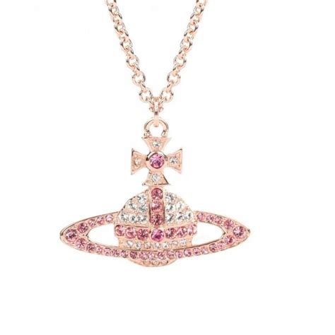 vivienne westwood pink gold and rose crystal kika pendant necklace