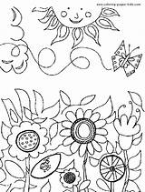 Coloring Garden Pages Flower Printable Kids Flowers Nature Food Sheets Color Colouring Sun Gardening Print Realistic Children Sheet Landscape Book sketch template