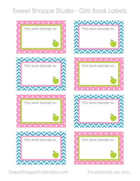 instant printable labels  school diy printable girls book labels  book belongs