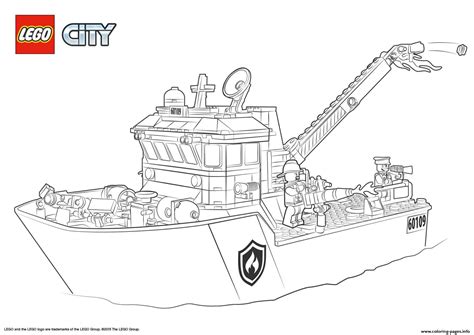 lego city fire boat coloring page printable