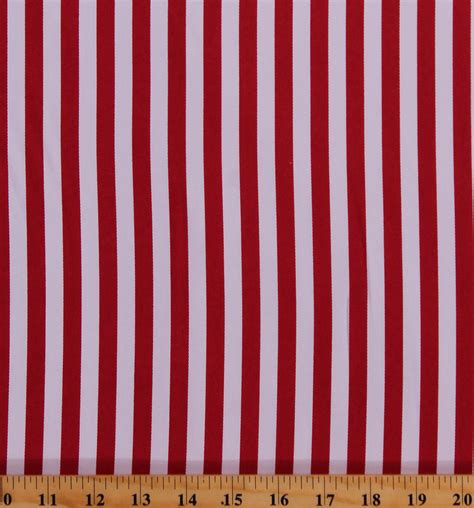 cotton twill bright red white stripe  wide home decor weight fabric   yard   red