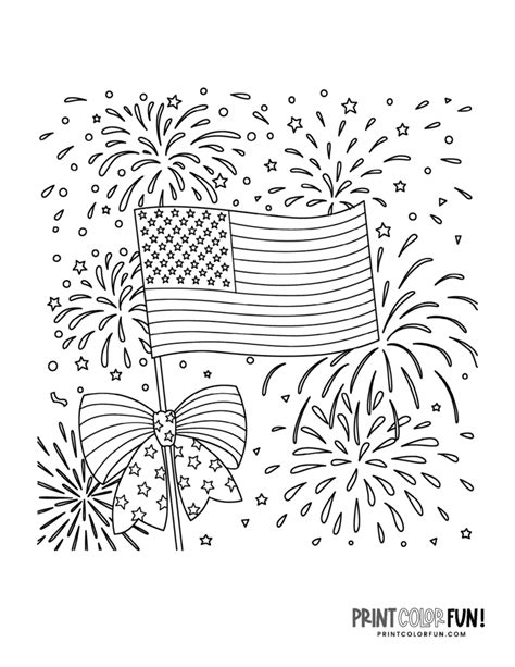 fourth  july coloring pages independence day flags fireworks